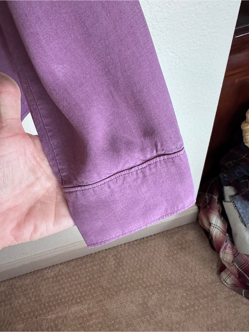 Cloth & Stone Purple Solid Woven Lyocell Pleated Button-Up Shirt Size M - Picture 7 of 13